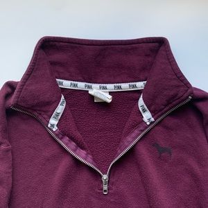 VS Pink 1/4 Zip Pullover - Maroon Size XS